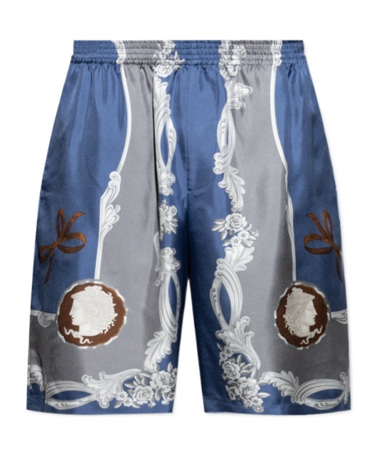 Versace Medusa Cameo Silk Bermuda Shorts In Gray
