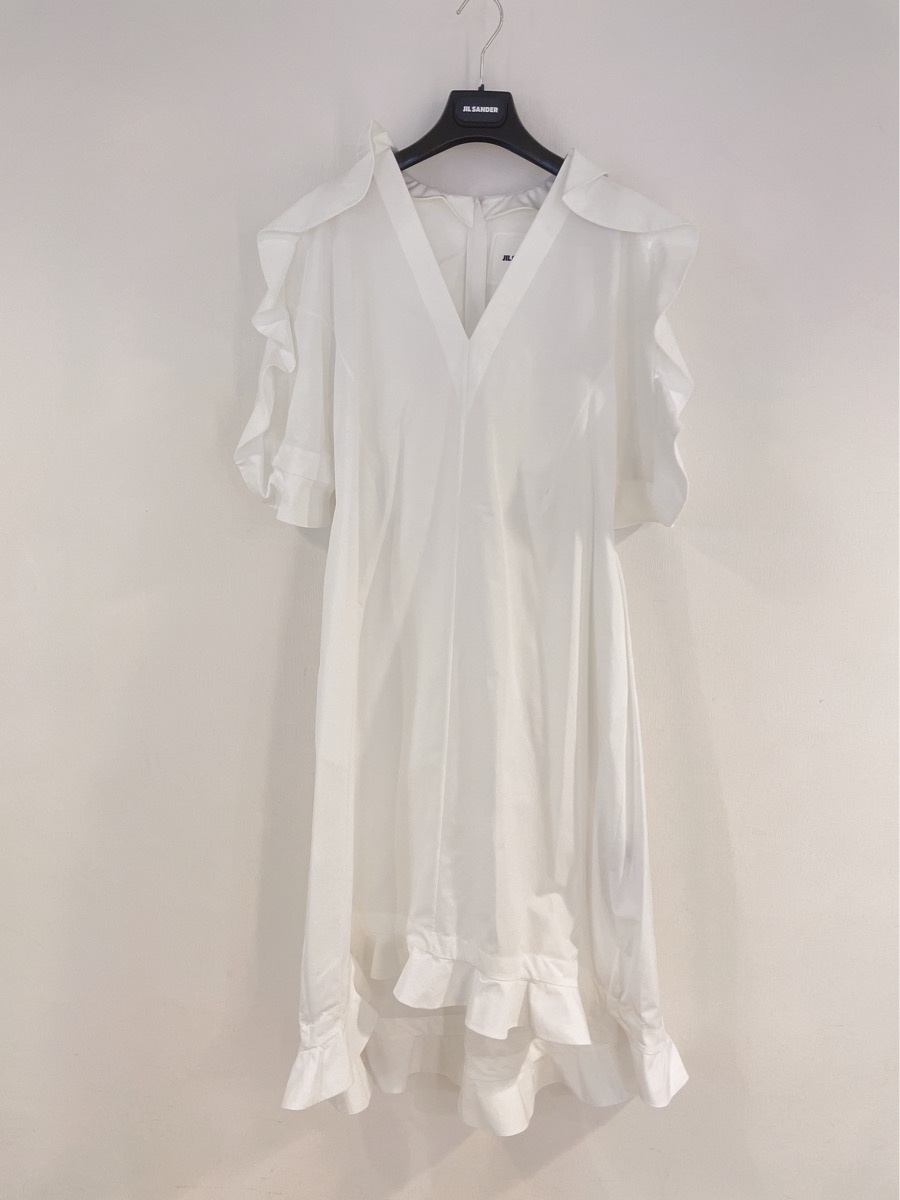 Jil Sander V-neck Dress In White