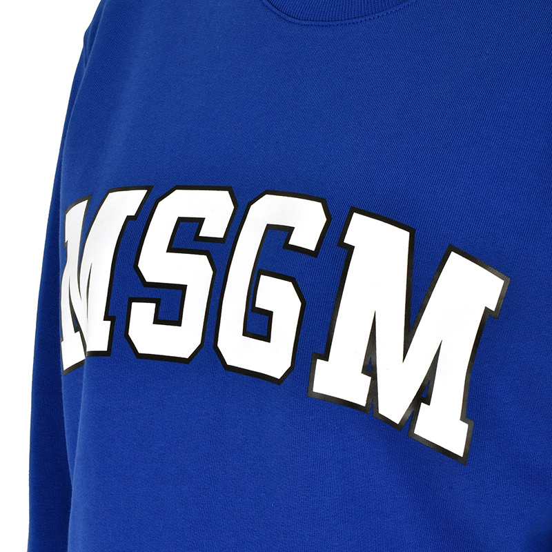 Msgm Logo Letter Printed Sweater In Blue