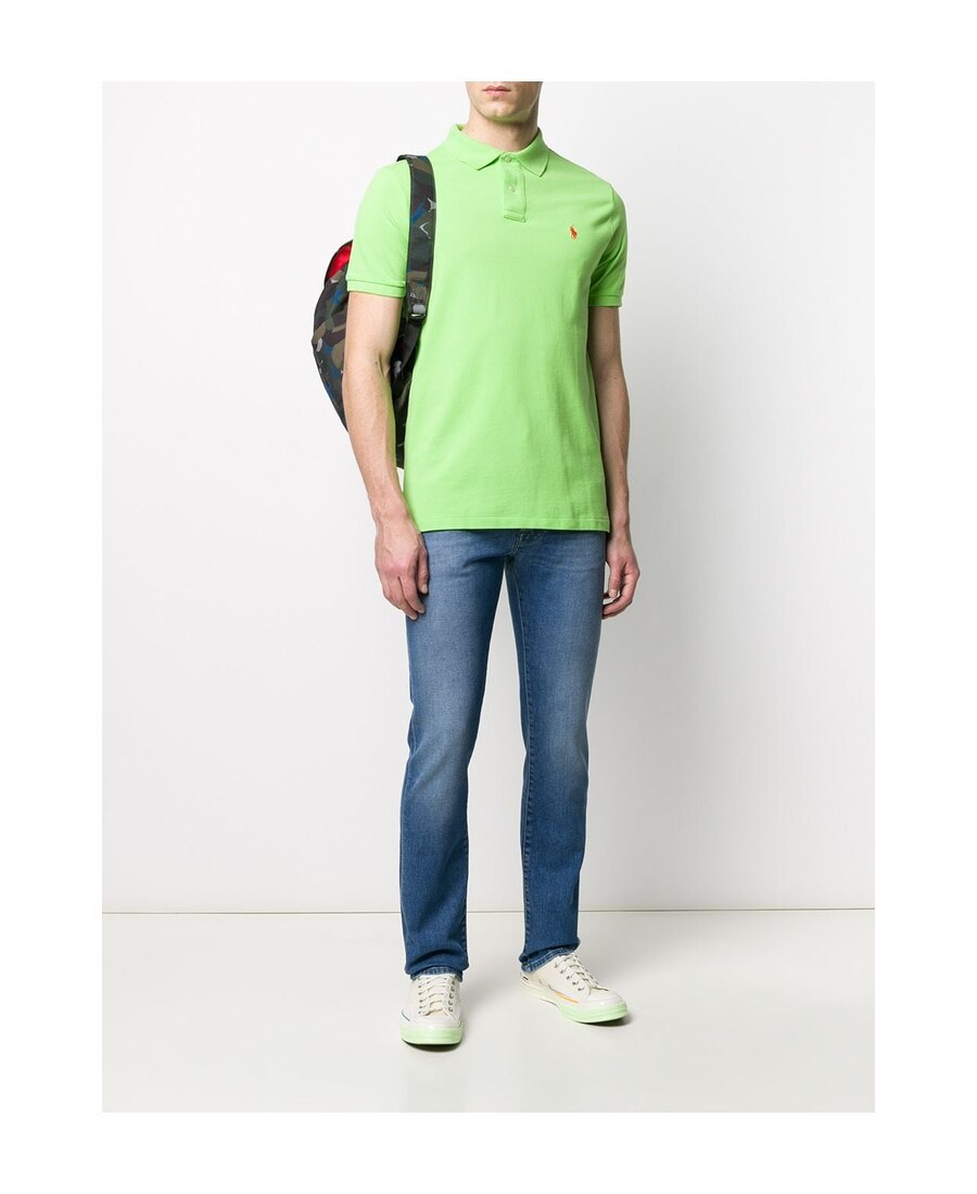 Shop Polo Ralph Lauren Embroidered Logo Polo Shirt In Green
