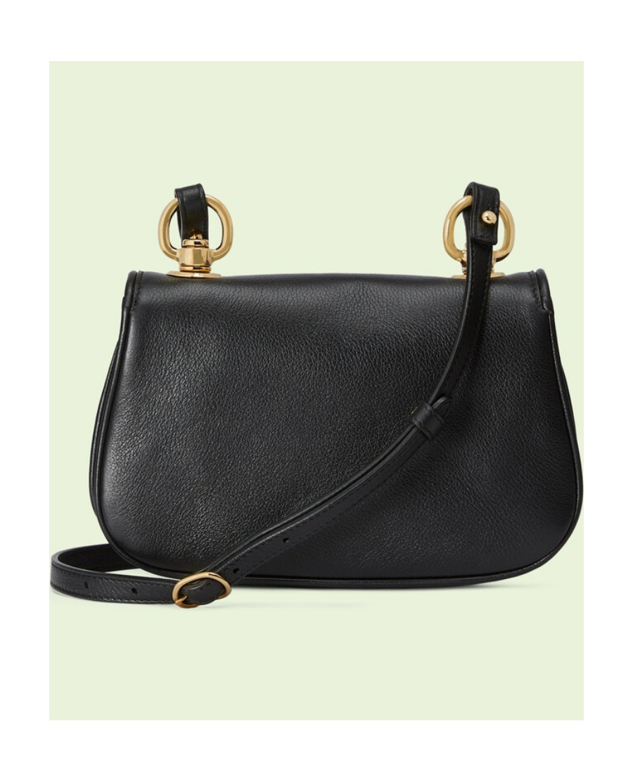 Gucci Leather Blondie Crossbody Bag With Adjustable Strap In Black
