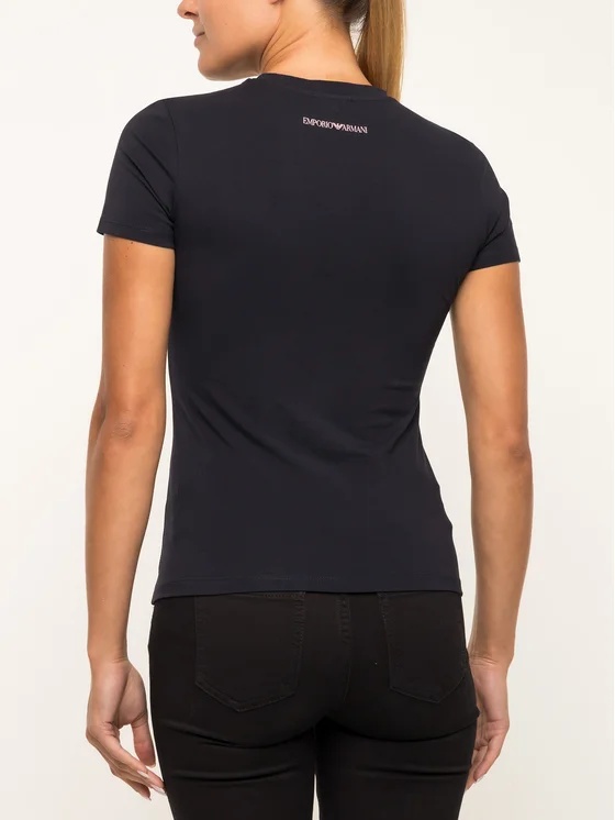 EMPORIO ARMANI NAVY BLUE ROUND COLLAR SHORT-SLEEVED T-SHIRT