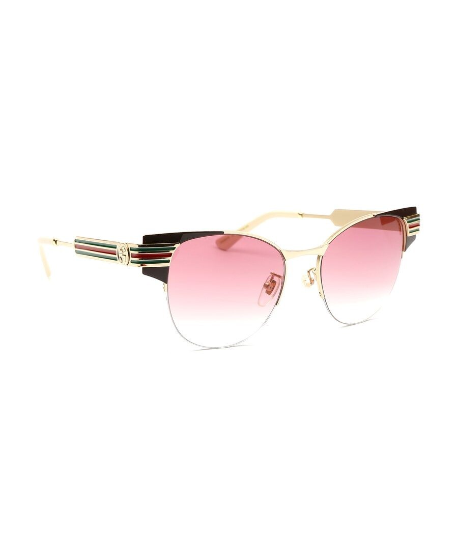 Gucci Cat's Eye Embossed Logo Sunglasses In Pink