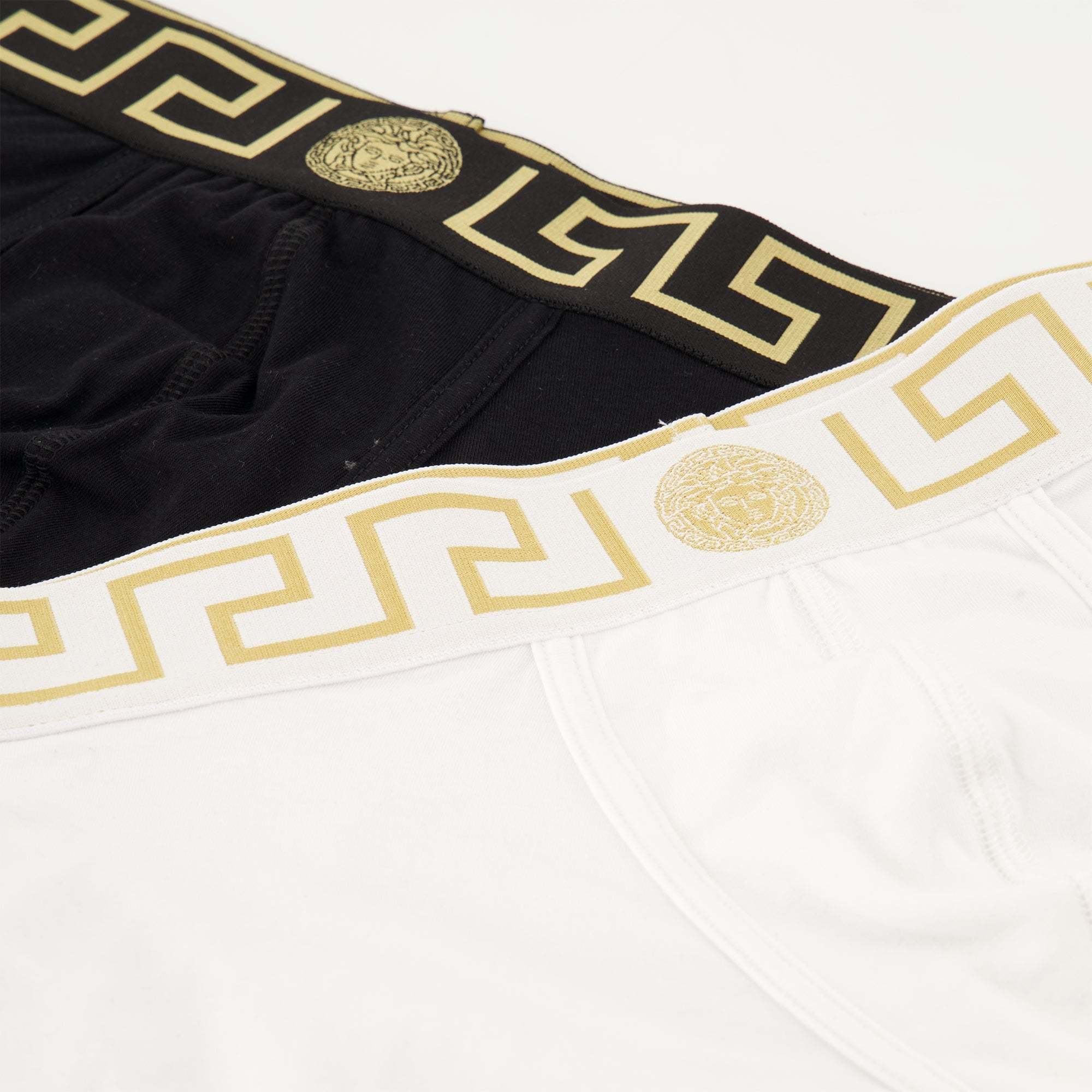 Versace Boxer Briefs Contrast Waistband Elastic Two Pack In White