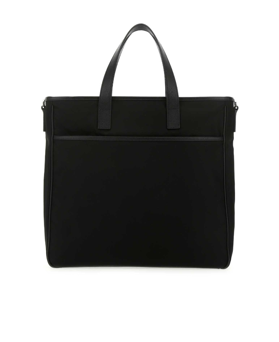Prada Logoed Tote Bag In Black