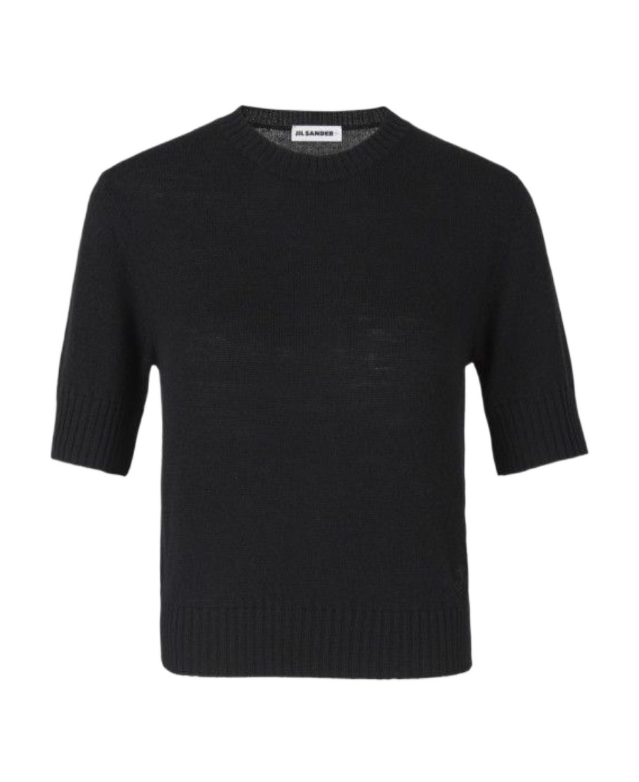 Shop Jil Sander Cropped Wool Jumper In Black