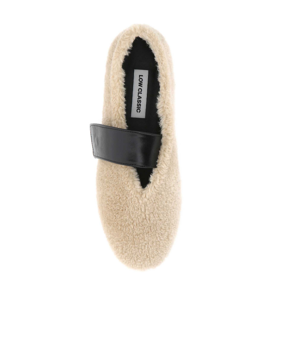 LOW CLASSIC LOW CLASSIC SHEARLING STRAPPED BALLERINA FLAT SHOES