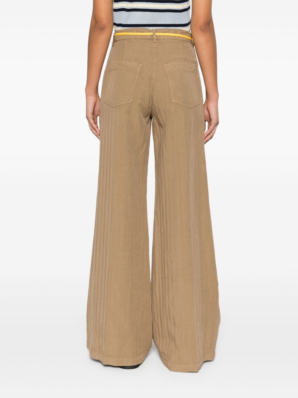Aspesi Striped Wide-leg Trousers In Green