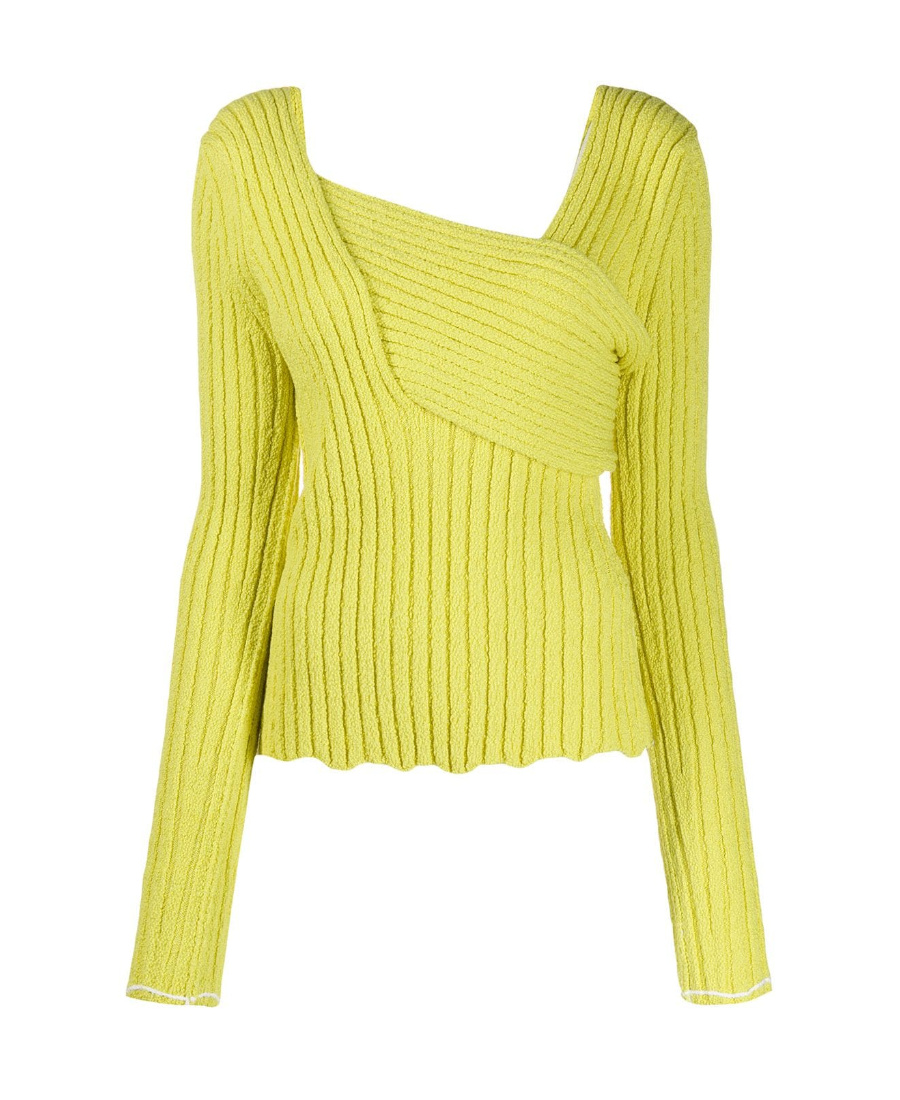 Bottega Veneta Interwoven Ribbed Jumper In Yellow