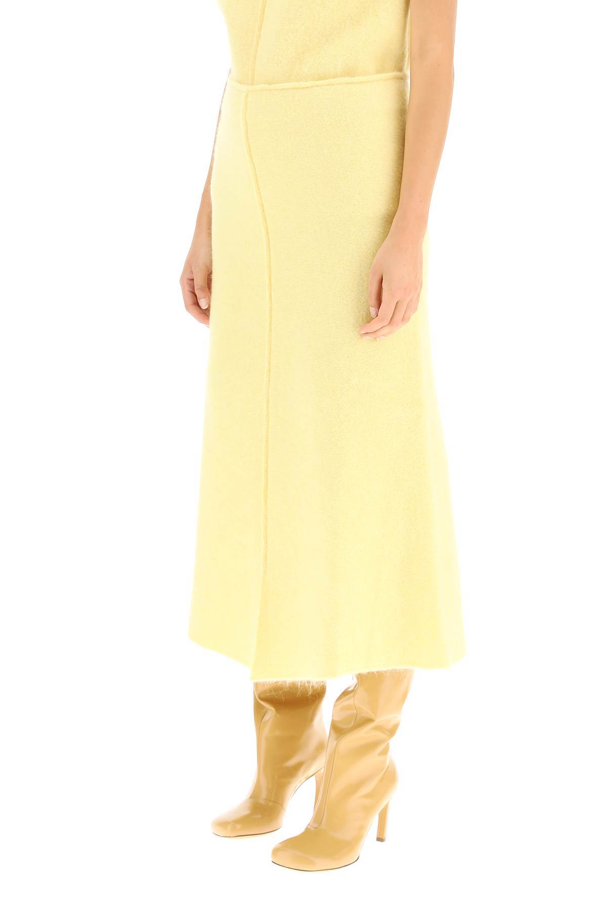 Jil Sander Central Pleat A-line Skirt In Yellow