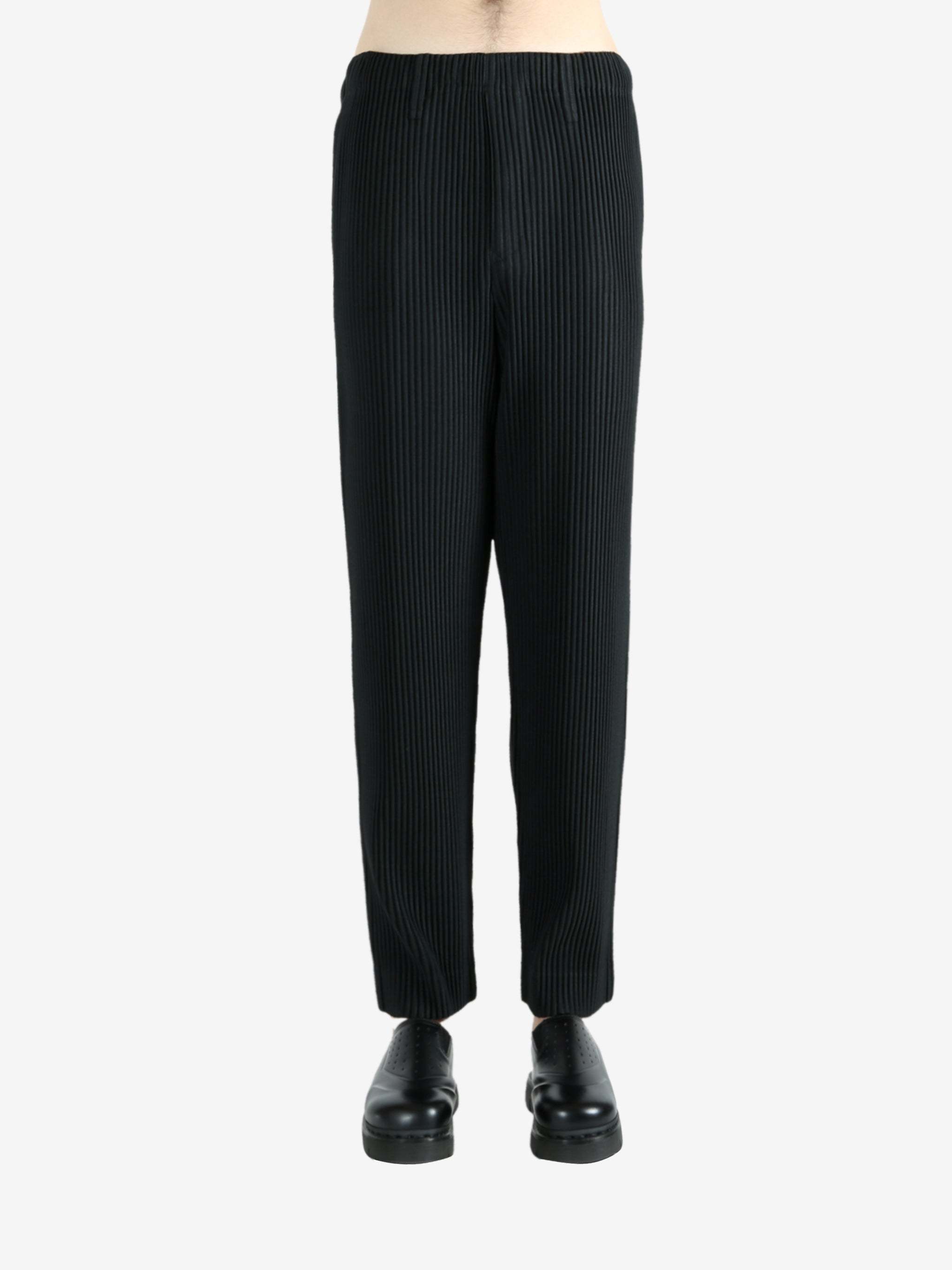 Issey Miyake Pinstripe Pattern Straight Trousers In Black