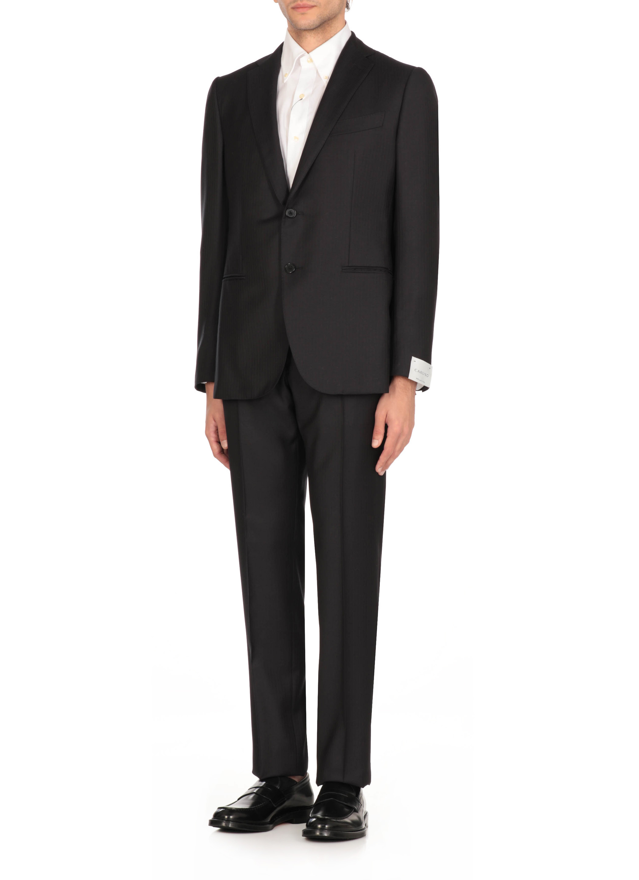 Caruso Wool Single-breasted Suit In Black
