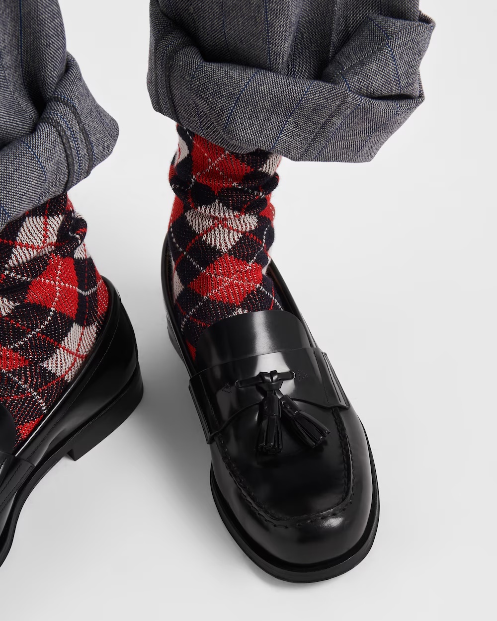 Prada Black Leather Loafers In Black