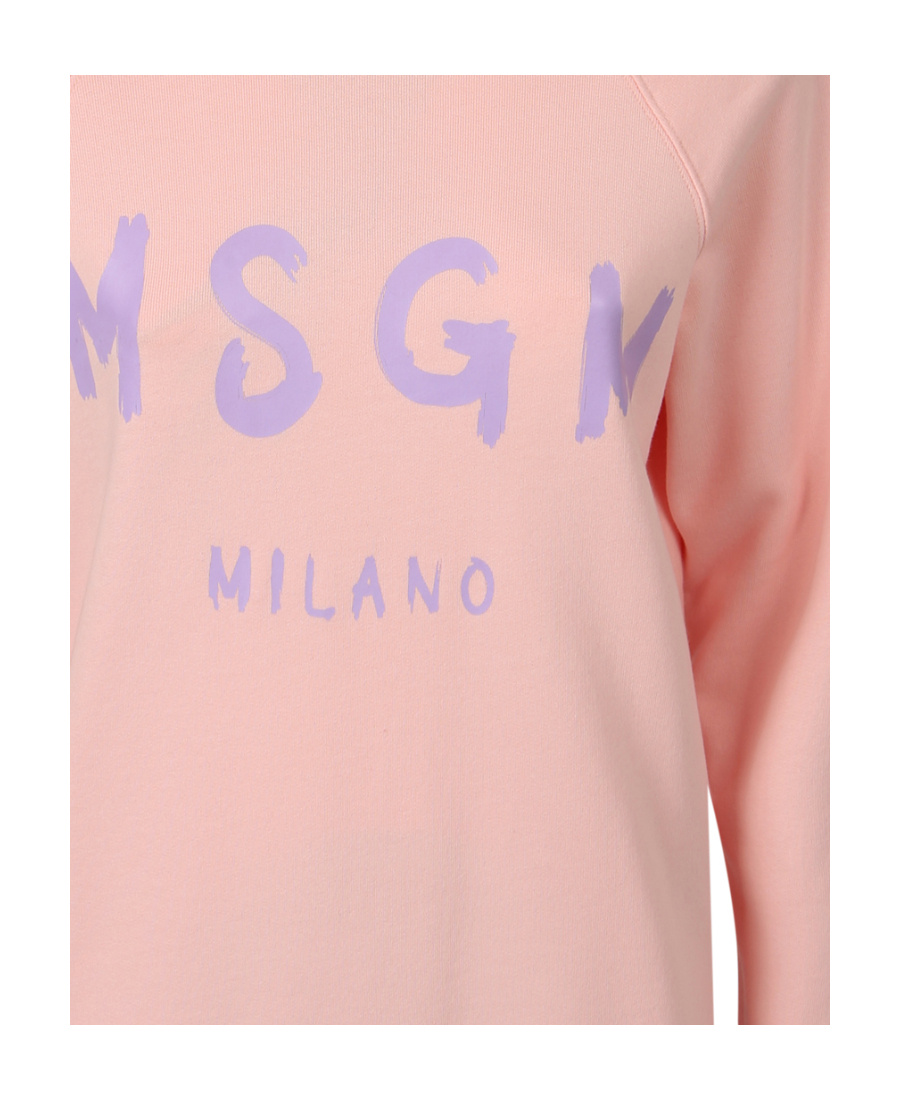 Msgm Logo Round Neck Sweater In Pink