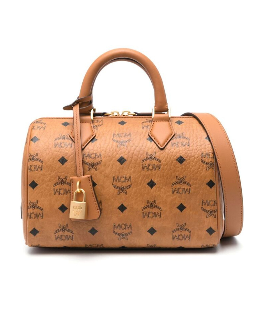 Mcm Small Ella Boston Leather Bag In Brown