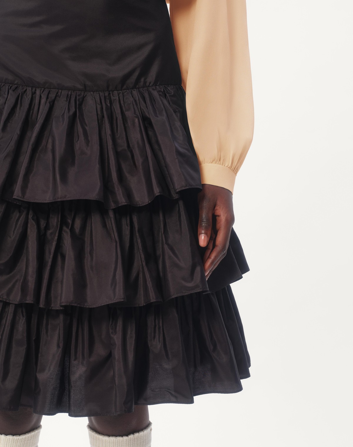 Valentino Ruffled Taffeta Skirt Woman Black 42 In Black