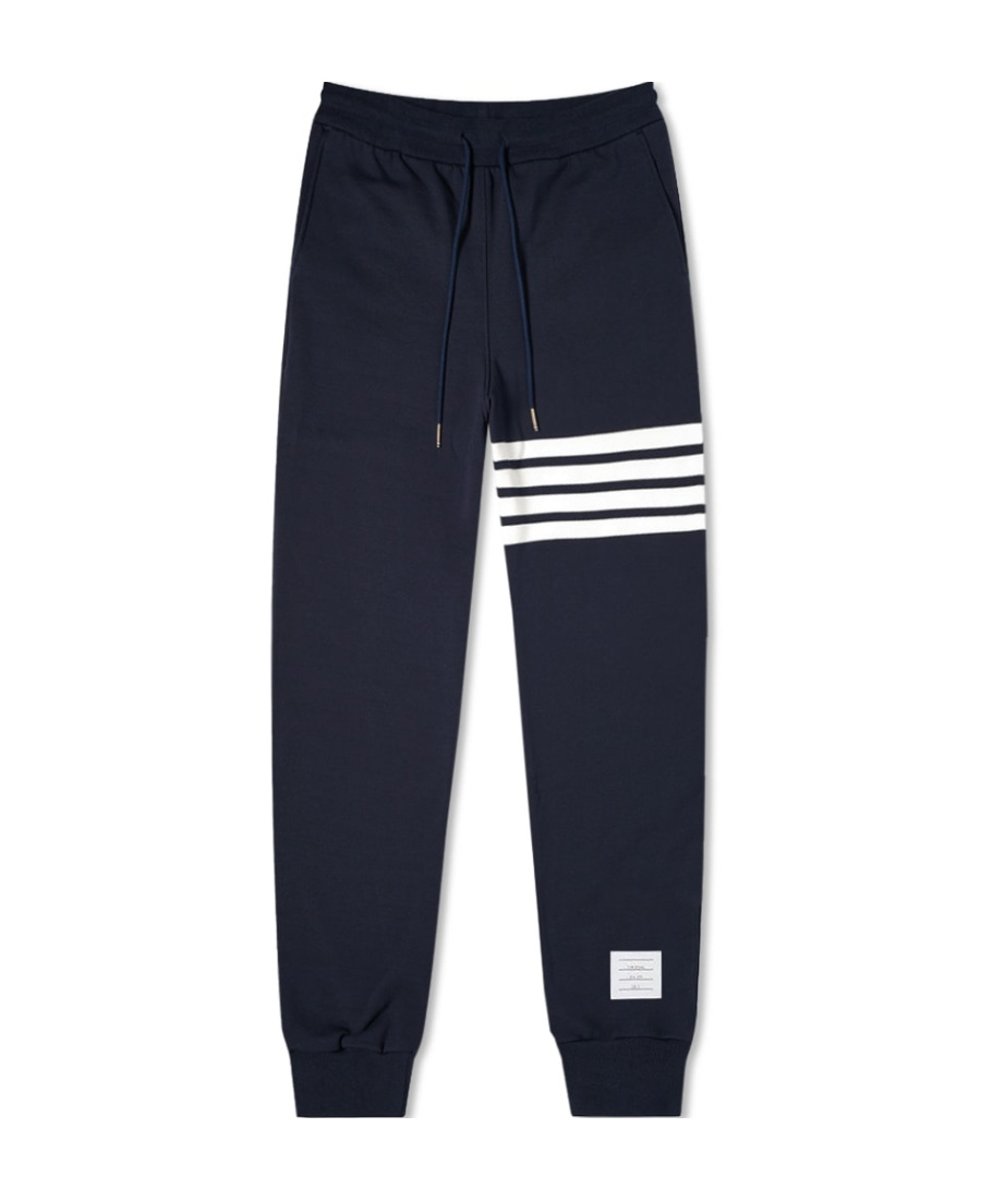 Thom Browne Tapered Striped Loopback Cotton-jersey Sweatpants In Black