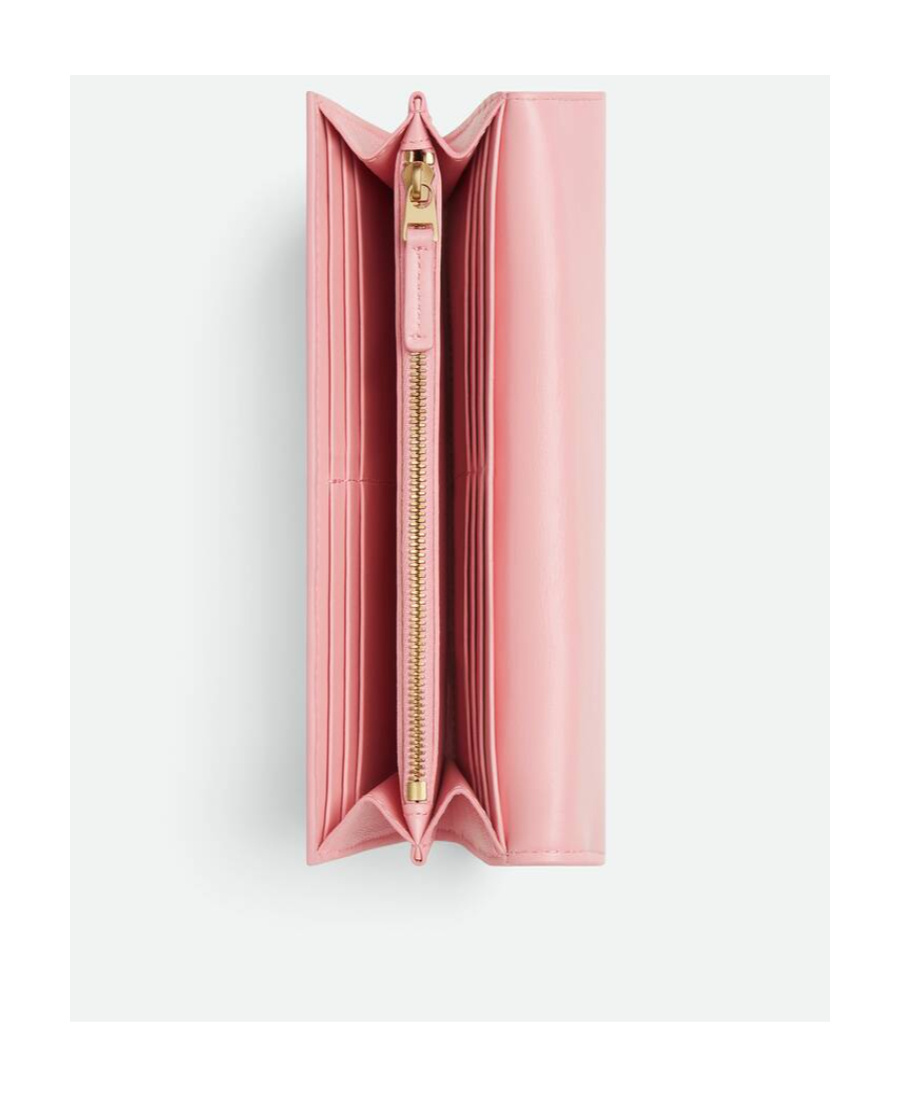 Bottega Veneta Continental Intrecciato Leather Wallet In Pink