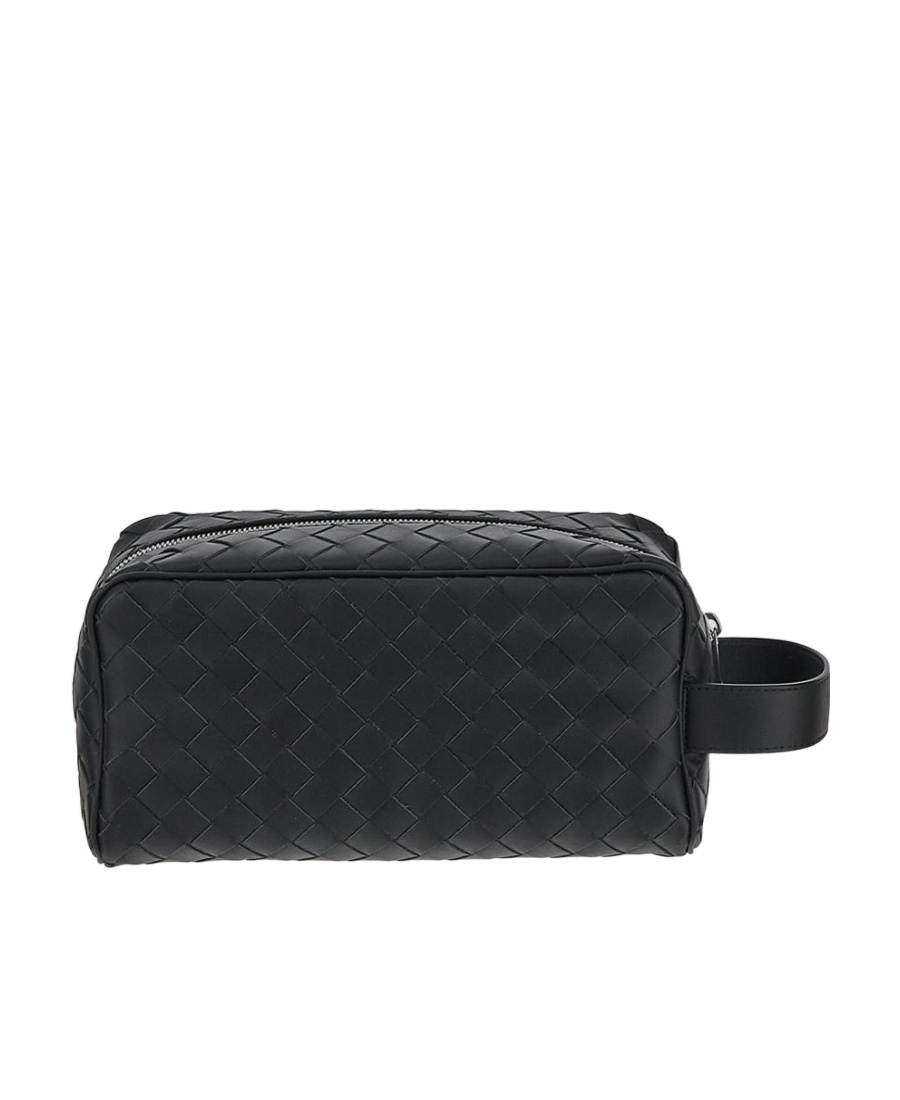 Bottega Veneta Logo Clutch In Black