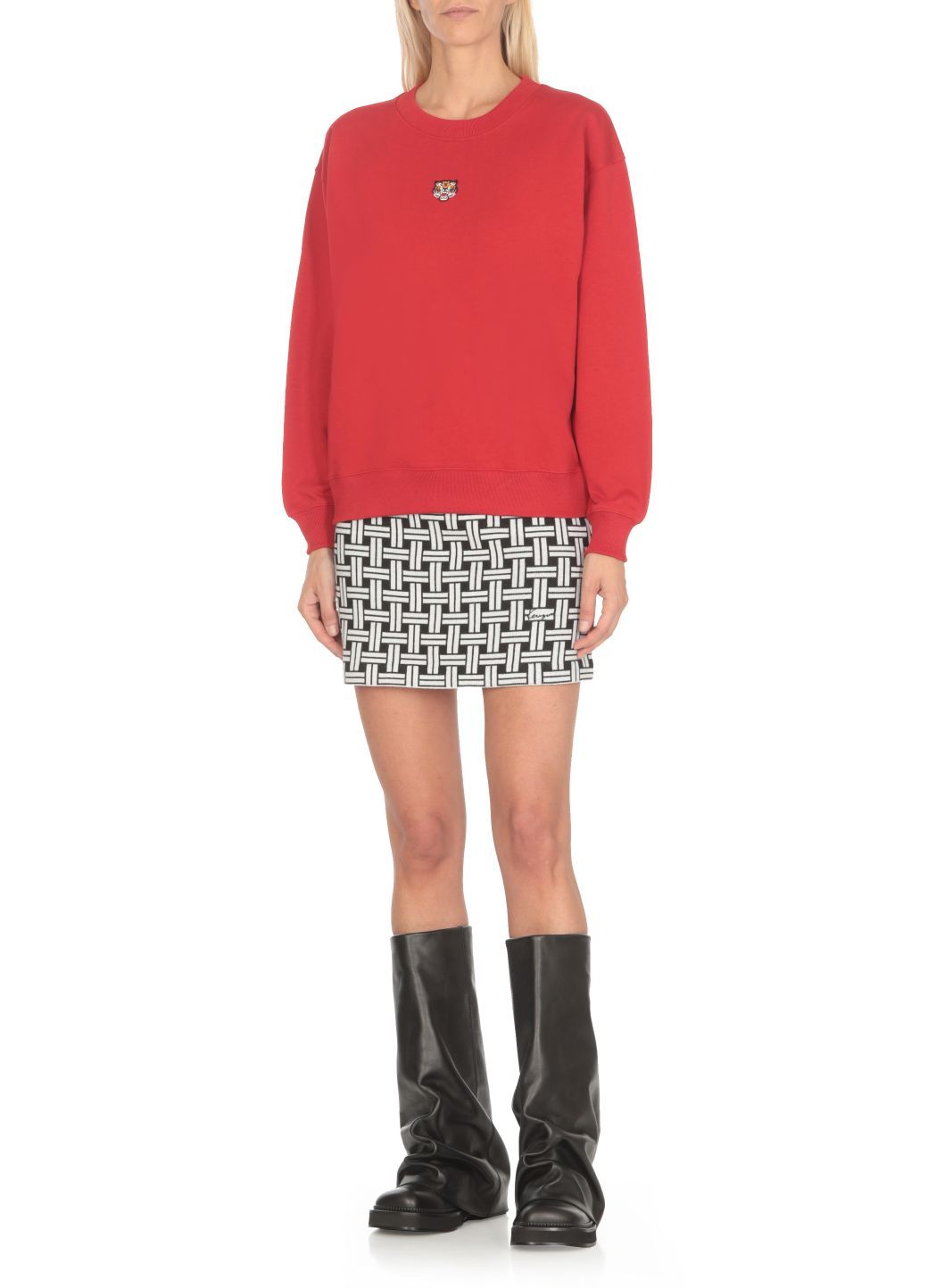 Kenzo 'lucky Tiger' Classic Embroidered Sweatshirt In Red