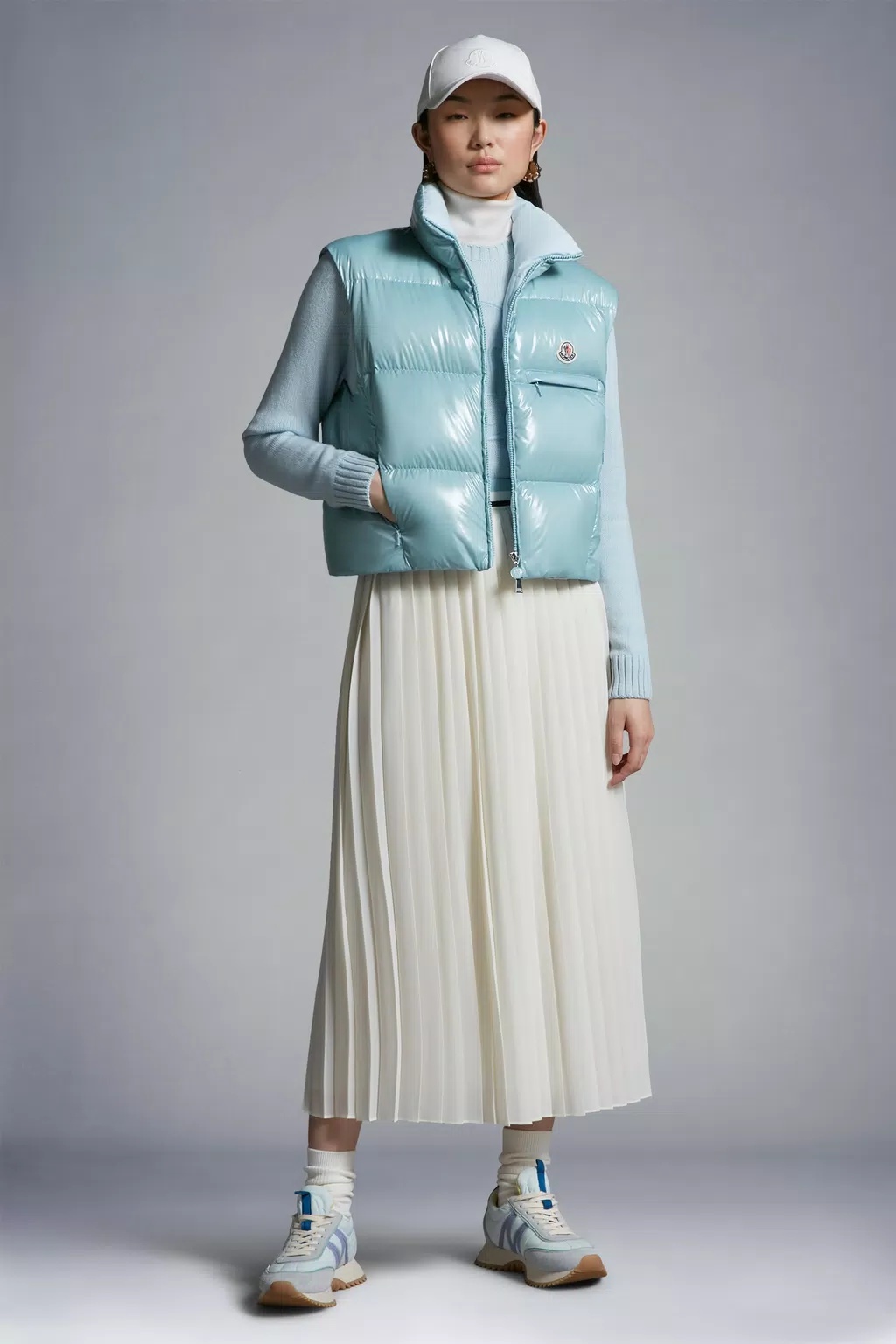 Moncler Pleated Midi Skirt In White