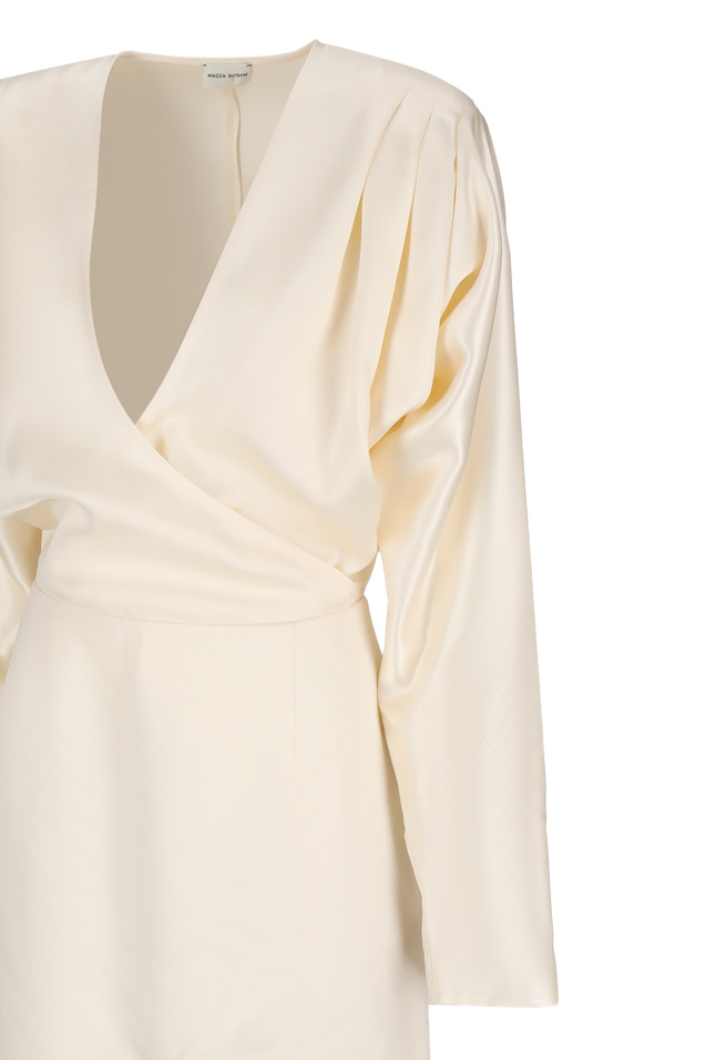 Magda Butrym Plunging V-neck Silk-satin Minidress In Neutral