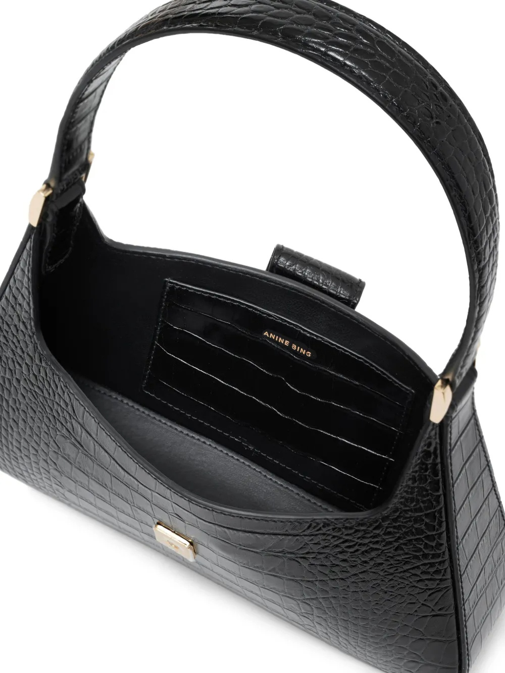 Shop Anine Bing Lou Shoulder Bag In Black