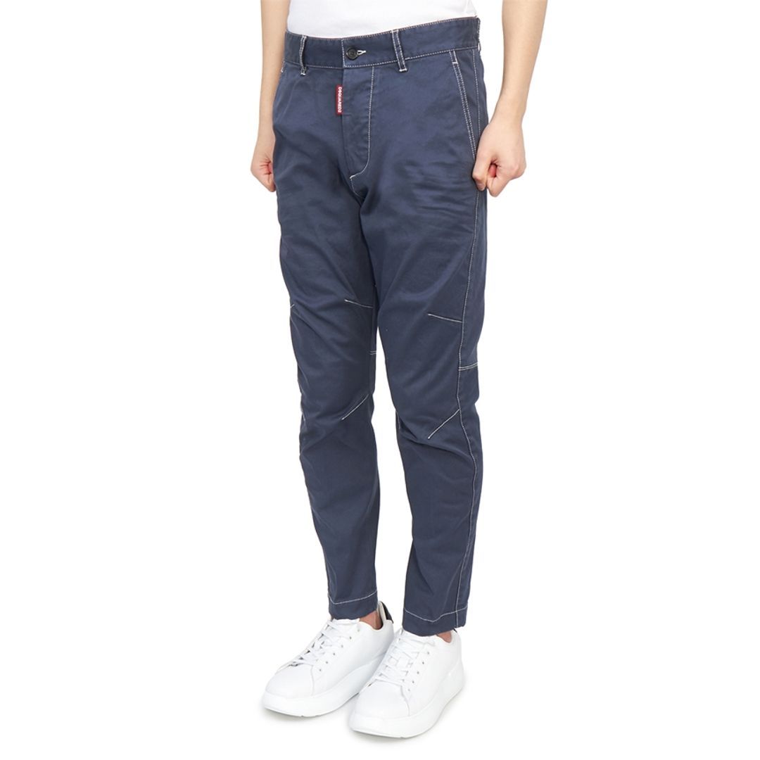 Shop Dsquared2 Contrast-stitch Tapered Trousers In Gray