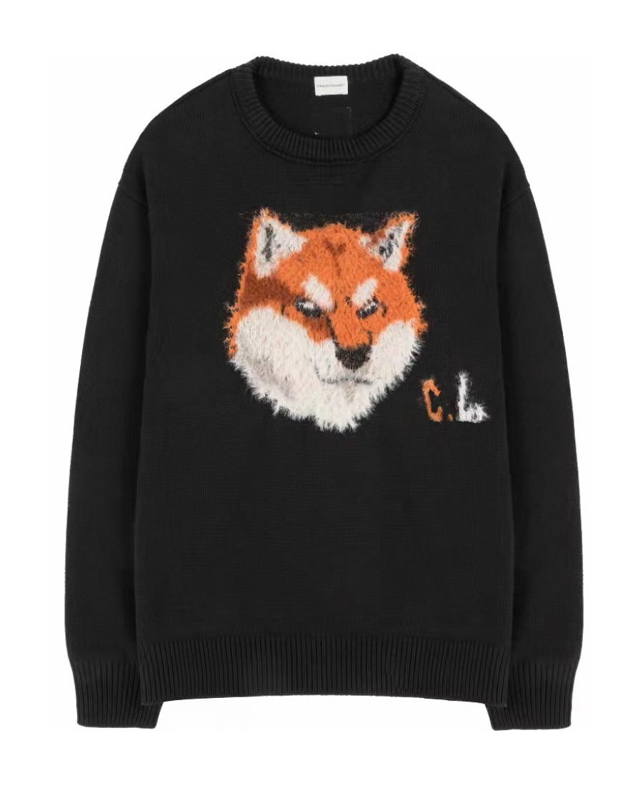 Charlie Luciano Black Fox Pattern Pullover In Black