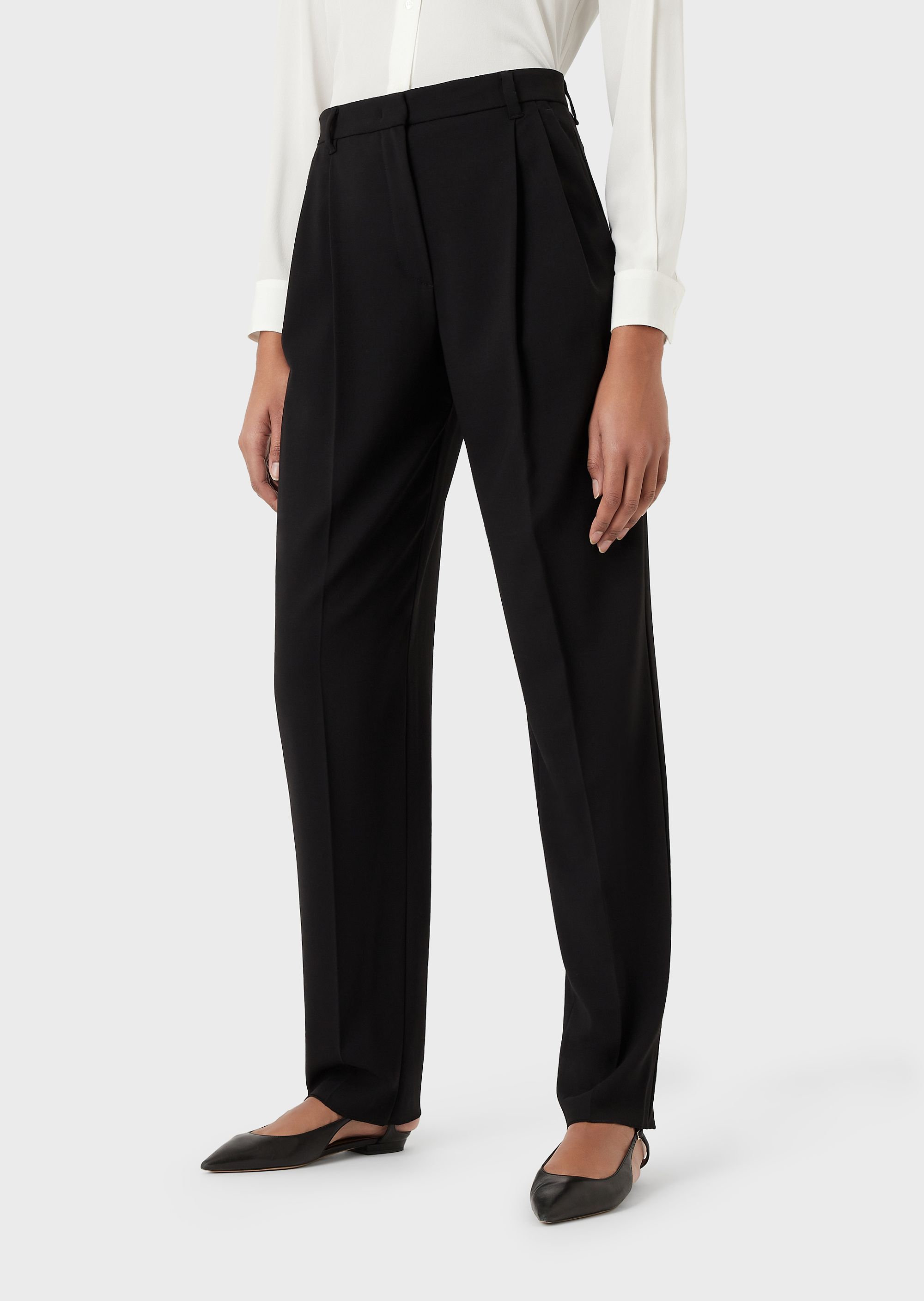 EMPORIO ARMANI PLEATED WOOL CASUAL PANTS