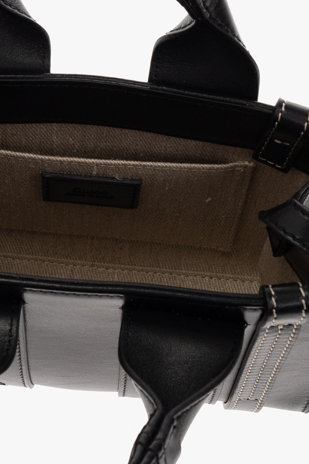 Chloé Leather Woody Mini Bag In Black