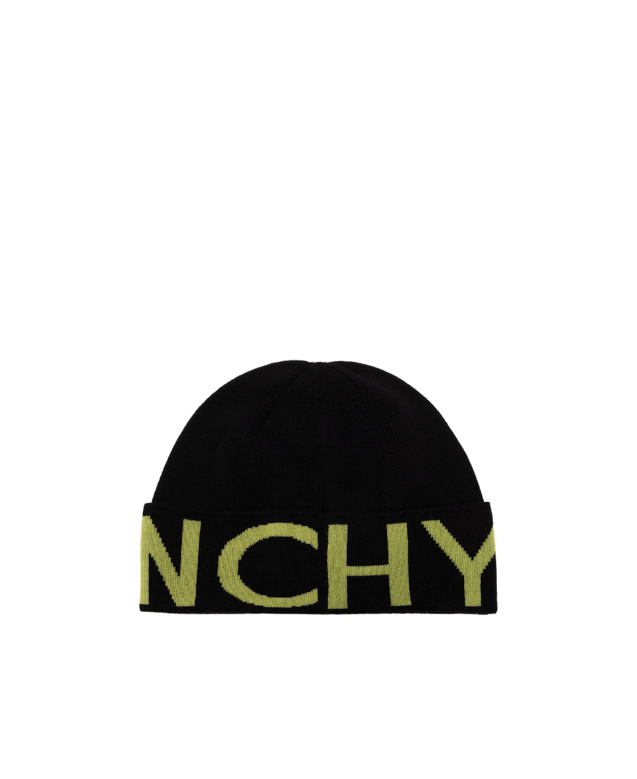 Givenchy Logo Intarsia-knit Wool Beanie In Black