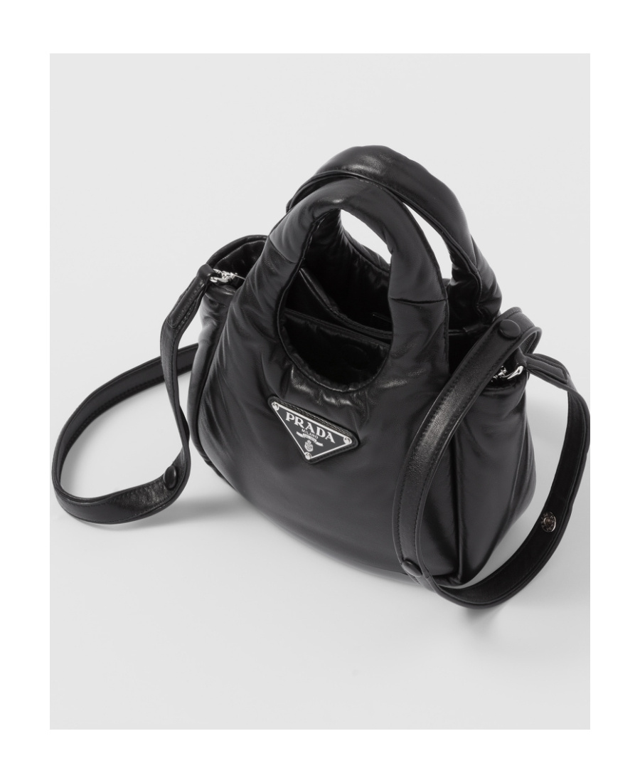 Prada Mini Padded Nappa-leather Soft Handbag In Black