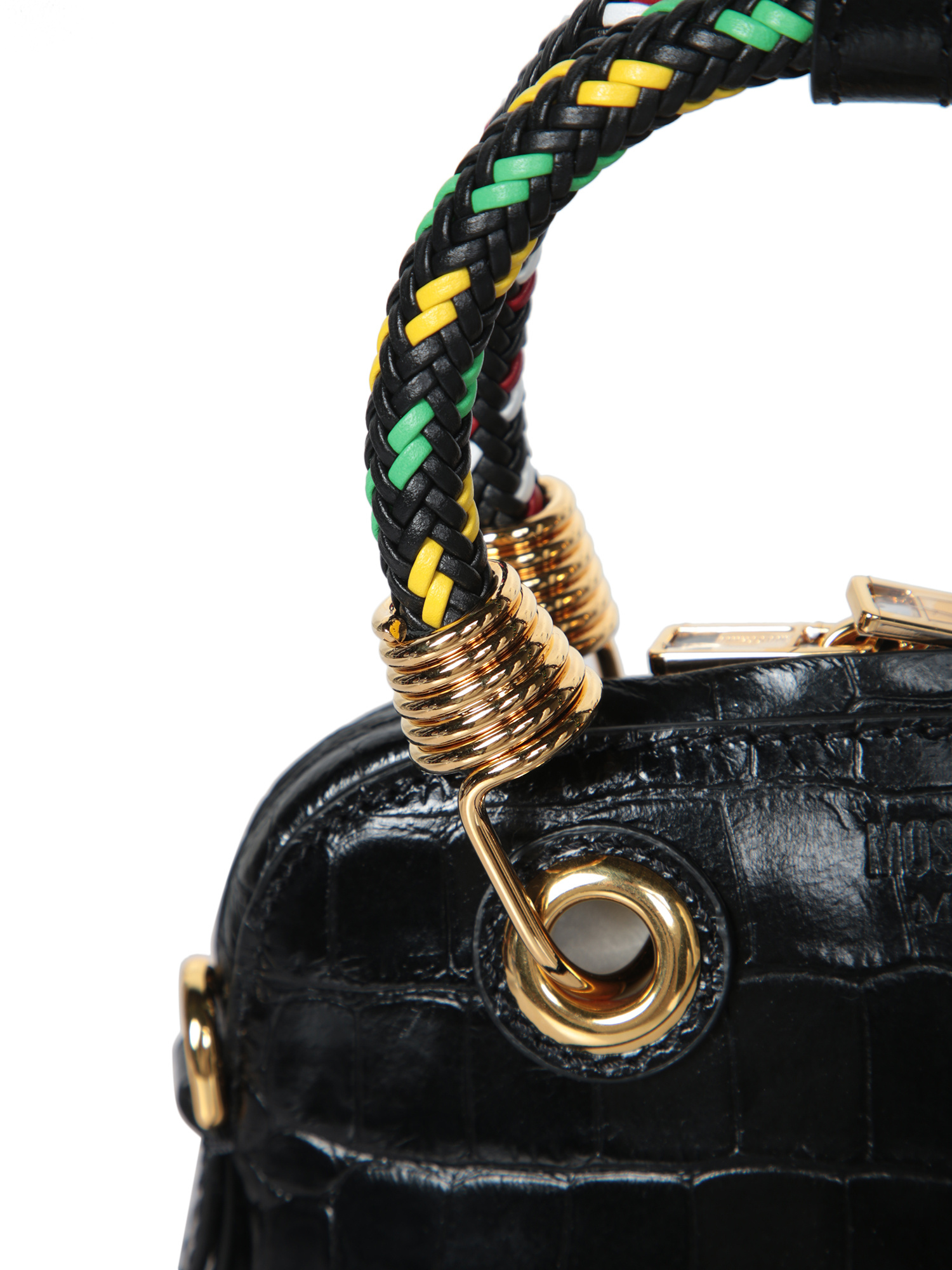 Moschino Crocodile-effect Tote Bag In Black