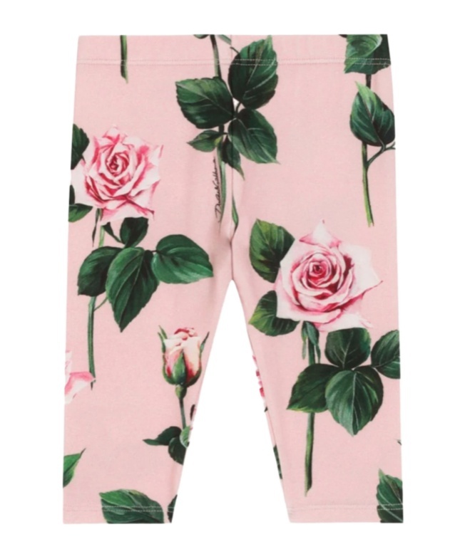 Dolce & Gabbana Rose-print Leggings In Green