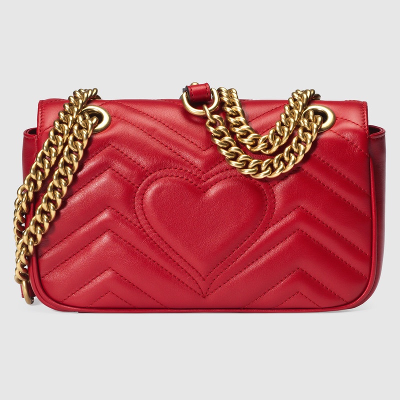 Shop Gucci Gg Marmont Matelassé Mini Bag In Red