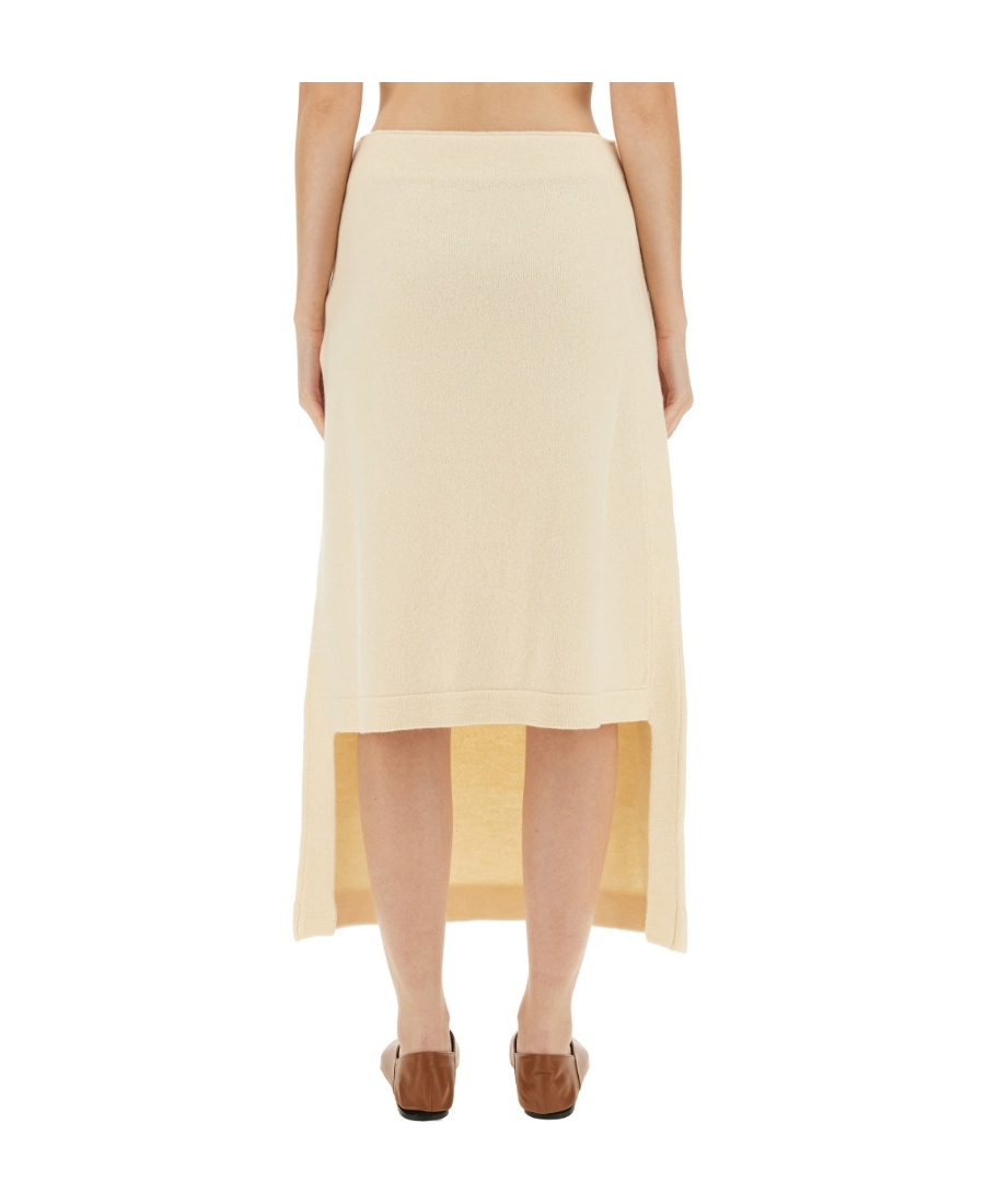 Jil Sander Regular Fit Midi Skirt In Soft Wool In Nude