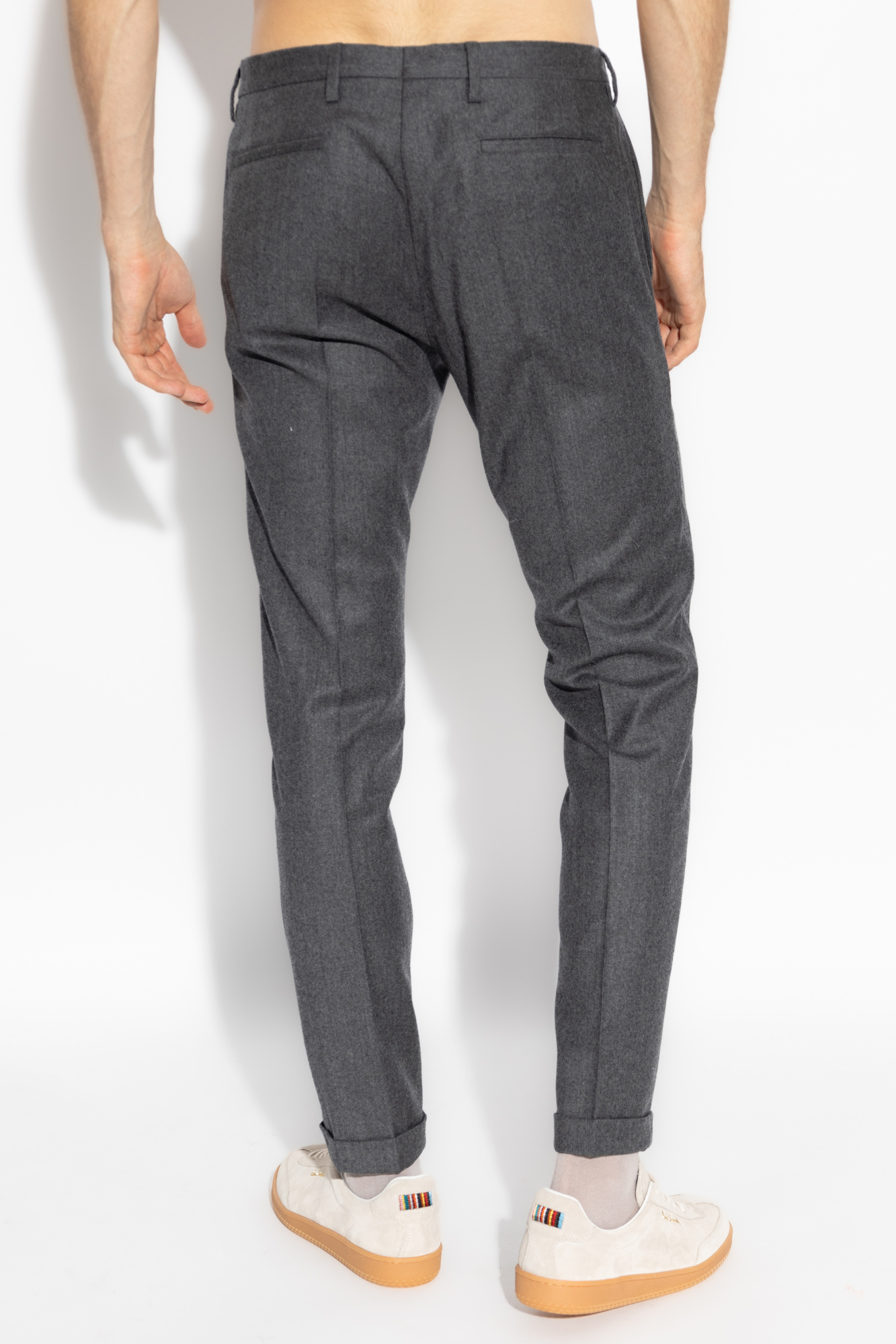 PAUL SMITH SLIM-FIT OVERDYED WOOL-CASHMERE FLANNEL TROUSERS