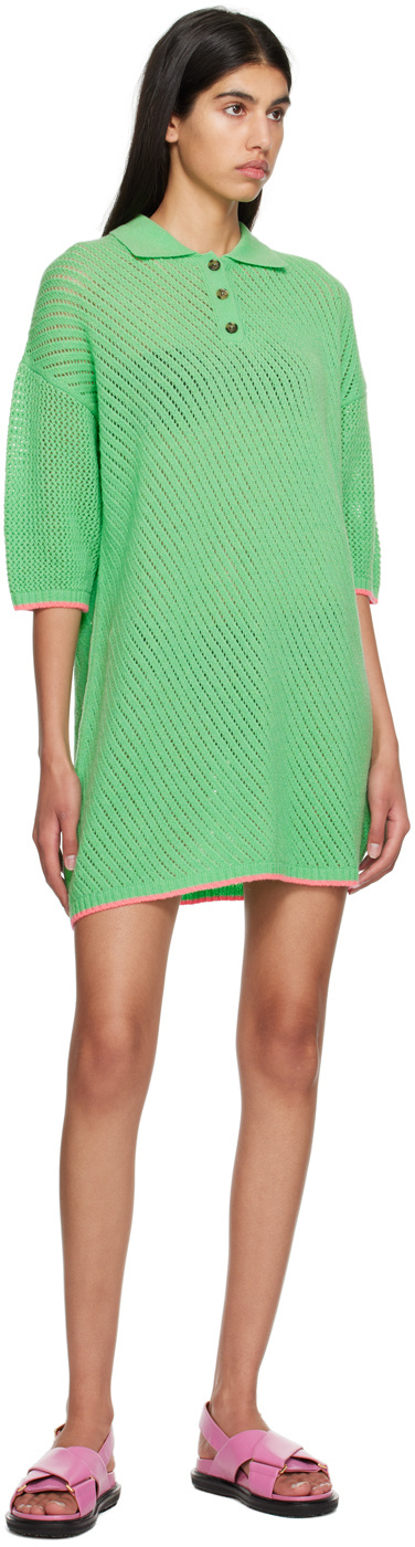 Msgm Button Mini Dress In Green