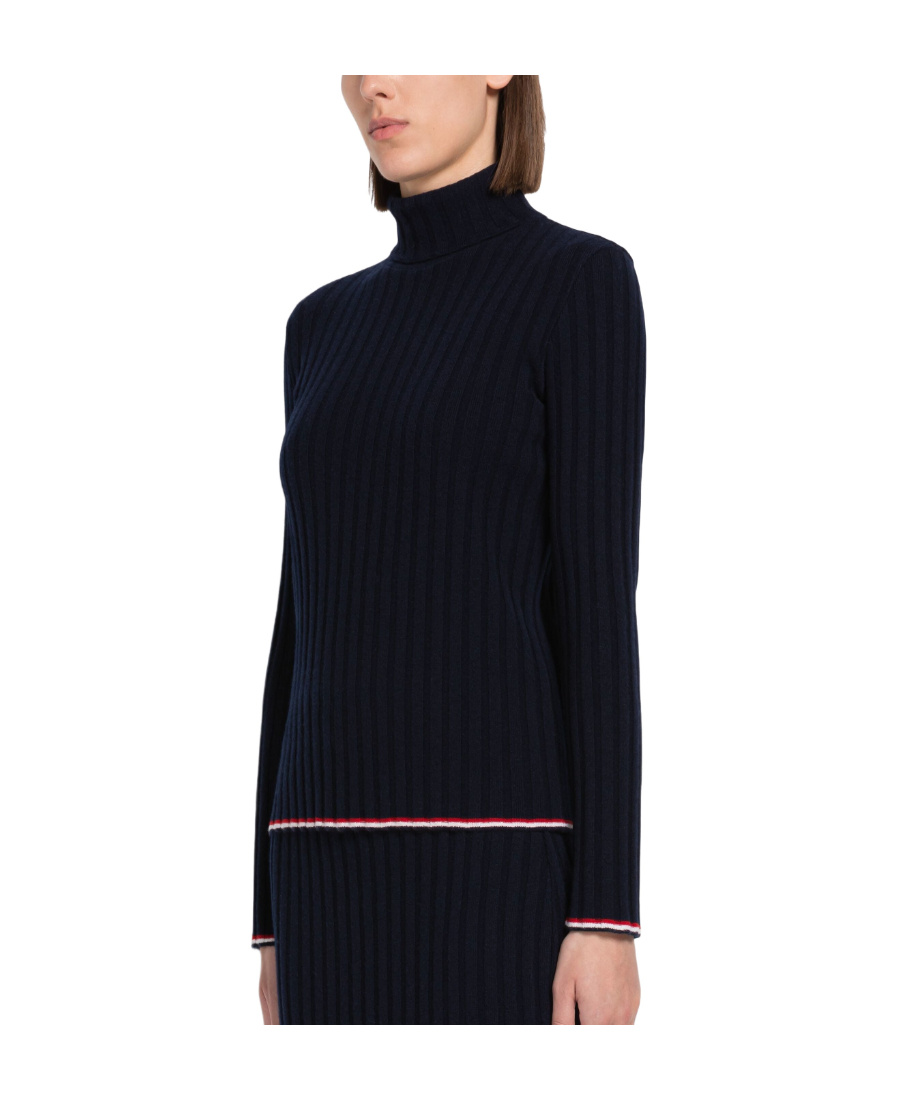 Thom Browne Ribbed Knit Turtleneck Jumper In Black