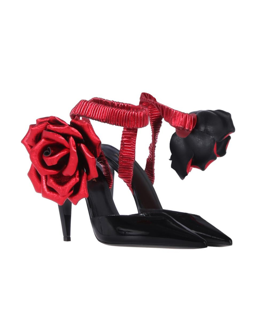 Saint Laurent Freja Flower High Heels In Red