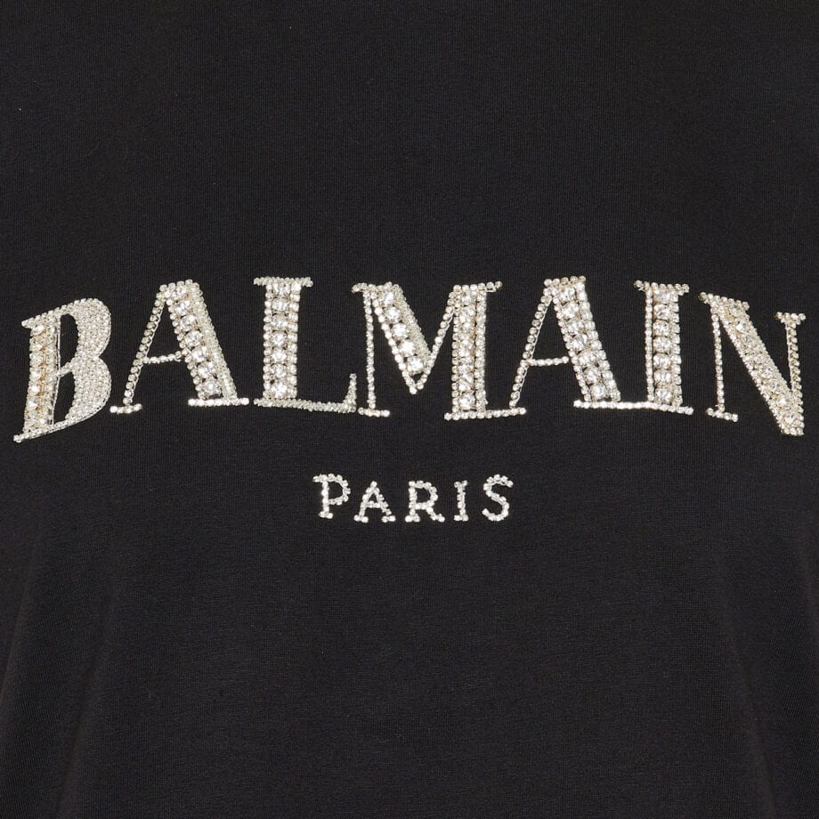 Balmain Logo Cotton T-shirt In Black