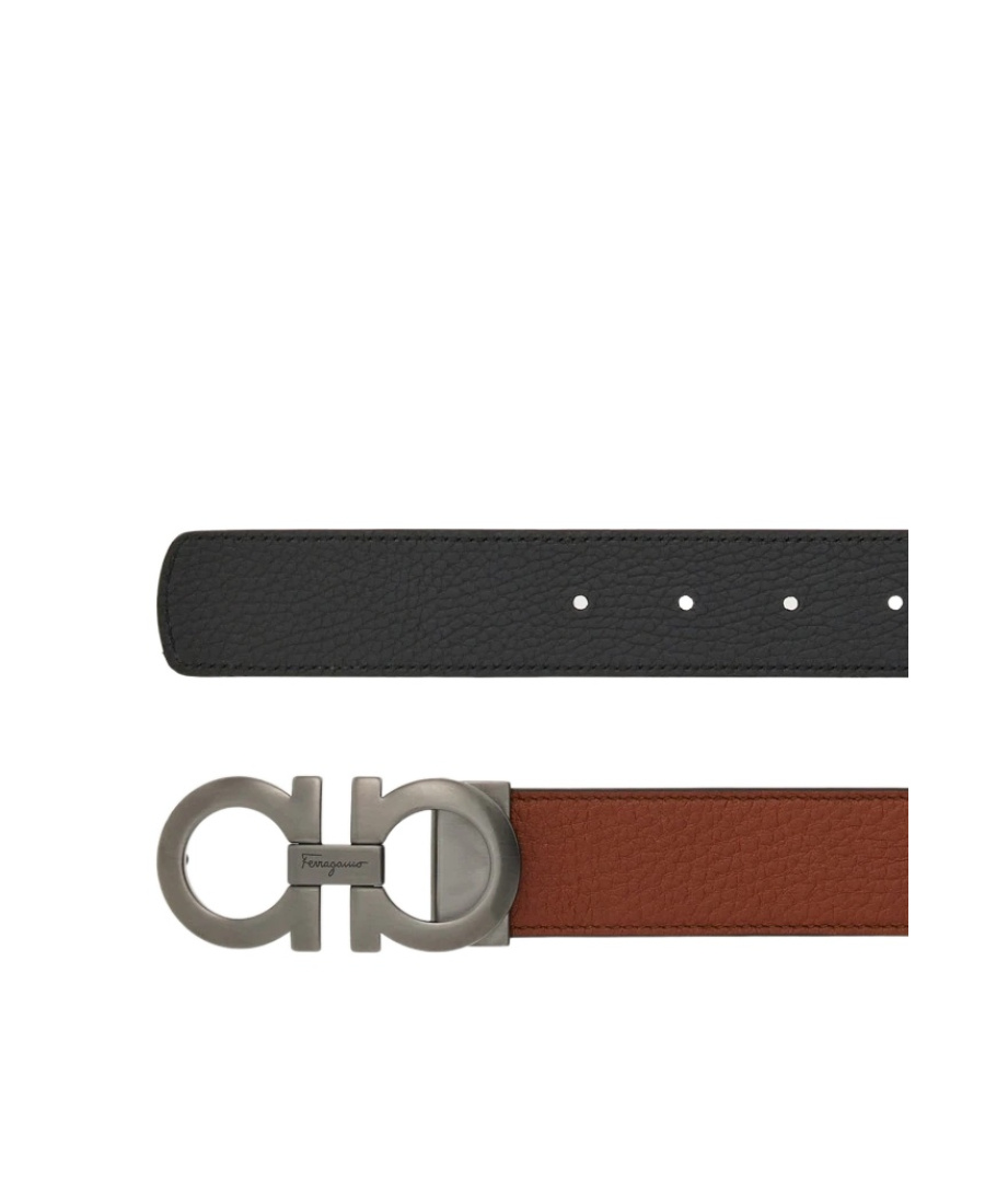 Ferragamo Gancini Leather Belt In Black