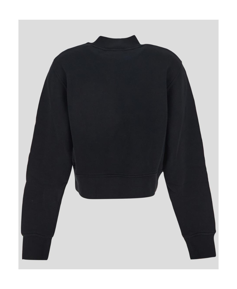 Palm Angels Graphic Print Crewneck Cotton Sweatshirt In Black