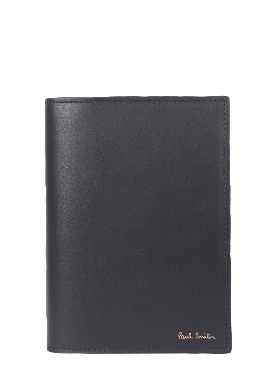 Paul Smith Signature Stripe-print Leather Cardholder In Black