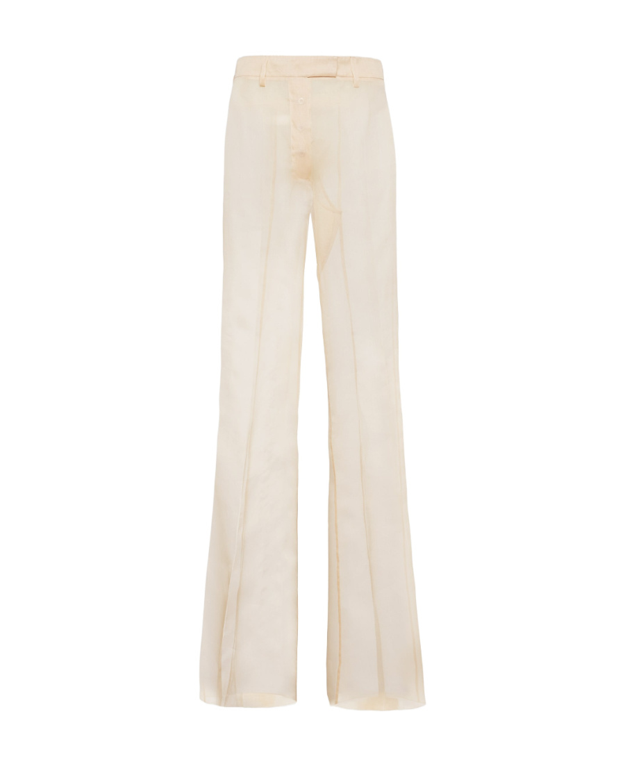 Shop Prada Organza Pants In Nude