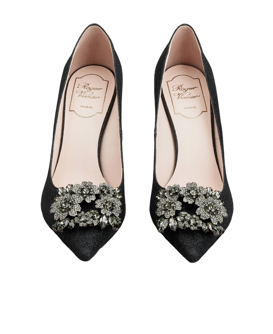 Roger Vivier Rv Bouquet Strass Buckle Pumps In Black