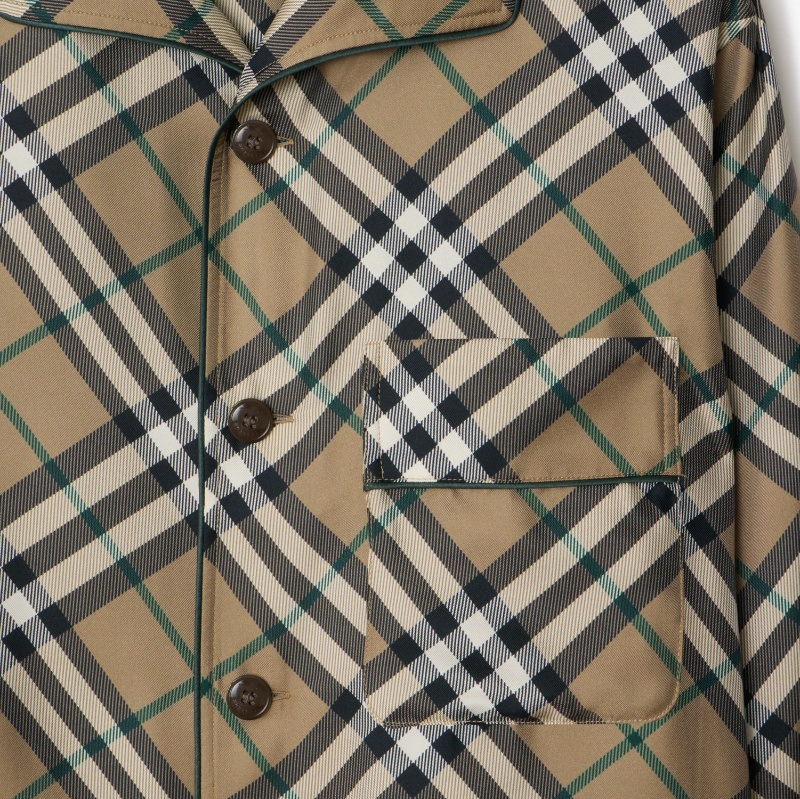 Burberry Check-pattern Silk Pyjama Shirt In Green