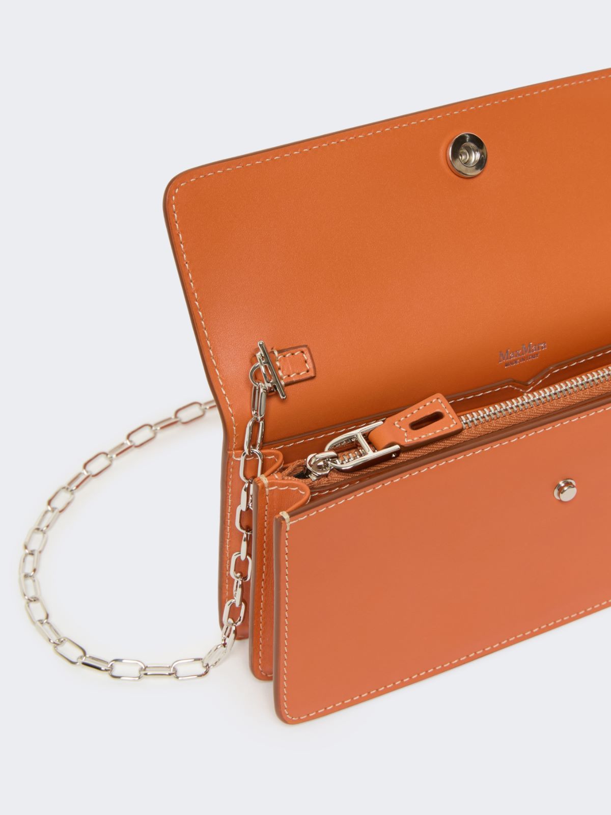 Max Mara Leather Phone Pouch In Orange