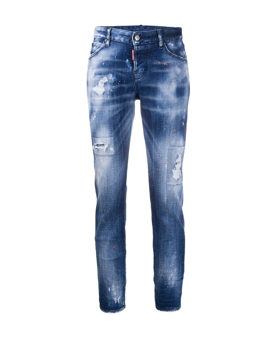 Dsquared2 Distressed Cropped Jeans In Blue